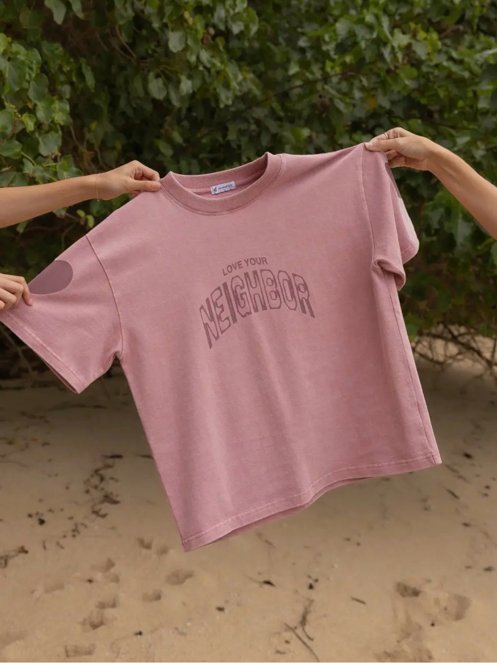Elevated Faith Love Your Neighbor Pink T‑Shirt